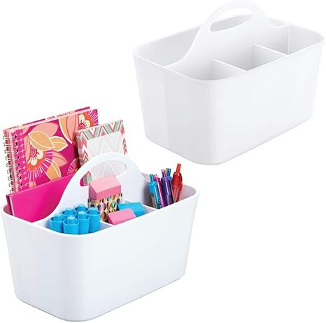 mDesign Small Office Storage Organizer Utility Tote Caddy Holder with Handle for Cabinets, Desks,... | Amazon (US)