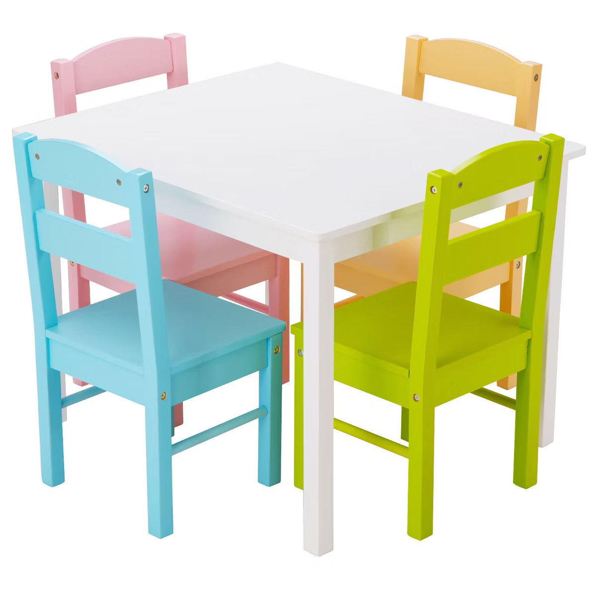 Costway 5 Piece Kids Wood Table Chair Set Activity Toddler Playroom Furniture Colorful | Target
