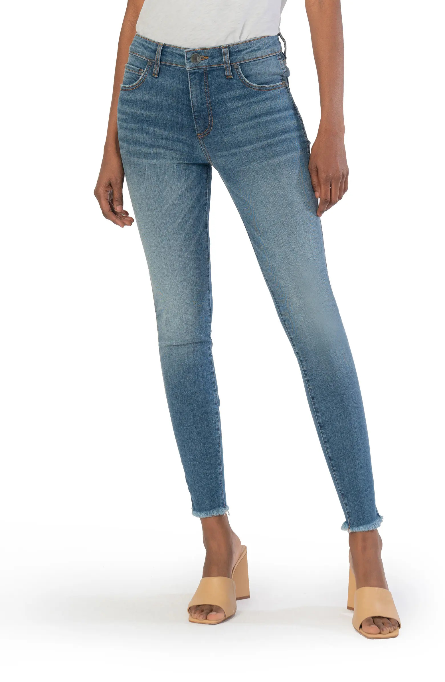 KUT from the Kloth Donna Fab Ab High Waist Frayed Ankle Skinny Jeans | Nordstrom | Nordstrom