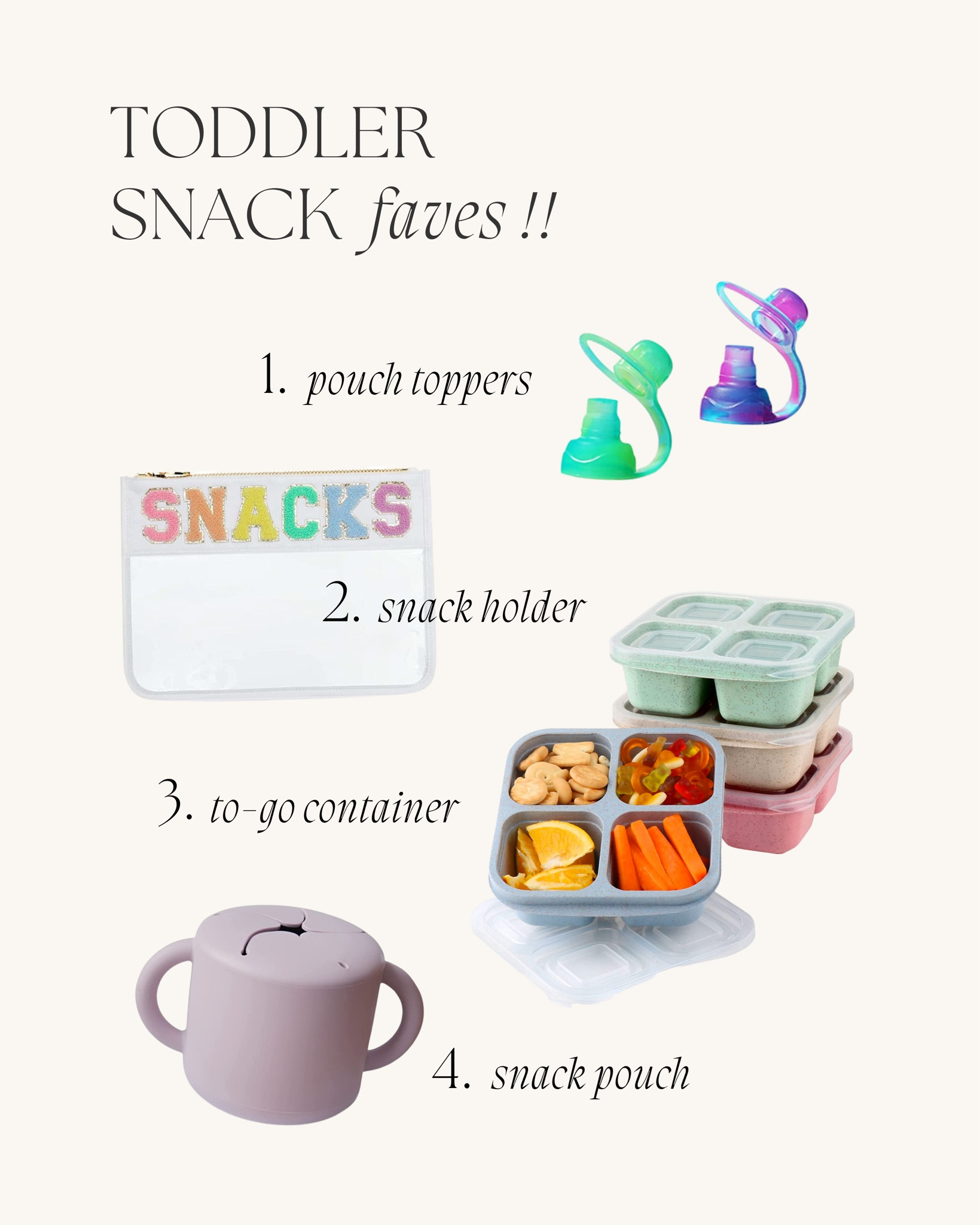 Toddler snack faves for travel and road-trips! Keeps my snacks for taya organized in her diaper bag. Pouch toppers are a must for any age! 

#LTKfamily #LTKbaby #LTKkids