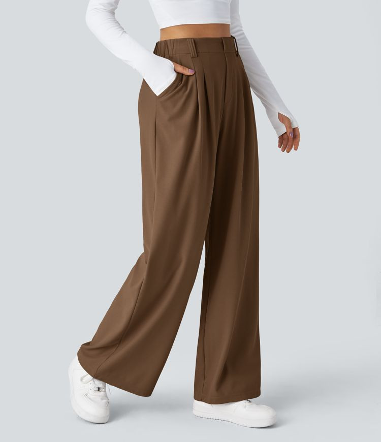 Women’s Halara Flex™ High Waisted Side Pocket Wide Leg Waffle Work Pants - Halara | HALARA