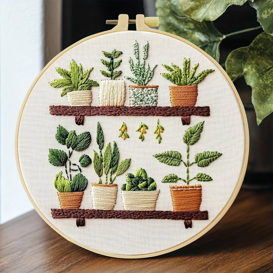 JOZYSH Full Range Embroidery Kit for Adult, Green Plant Pattern Embroidery Kit for Beginners Incl... | Amazon (US)