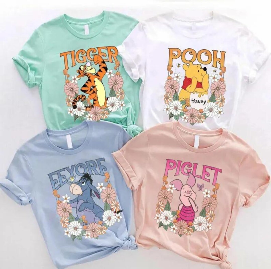 Winnie the Pooh Shirt,retro Floral Winnie the Pooh Shirt, Disney Winnie the Pooh Tee, Pooh and Fr... | Etsy (US)