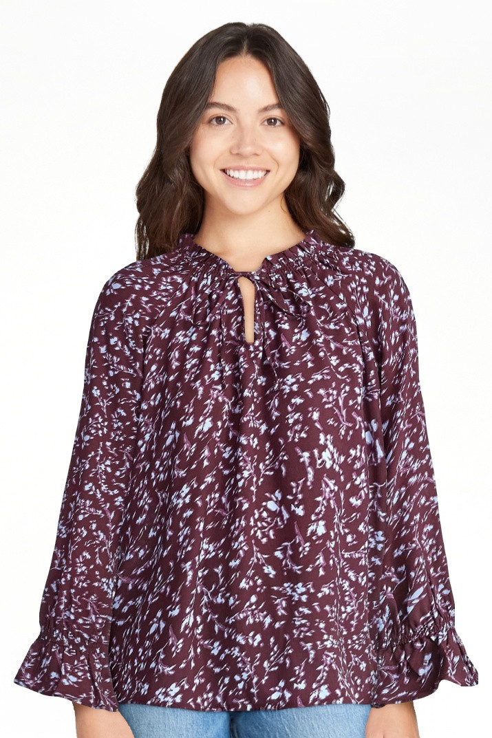 Time and Tru Women's Ruffle Neck Blouse with Long Sleeves, Size XS – XXXL | Walmart (US)