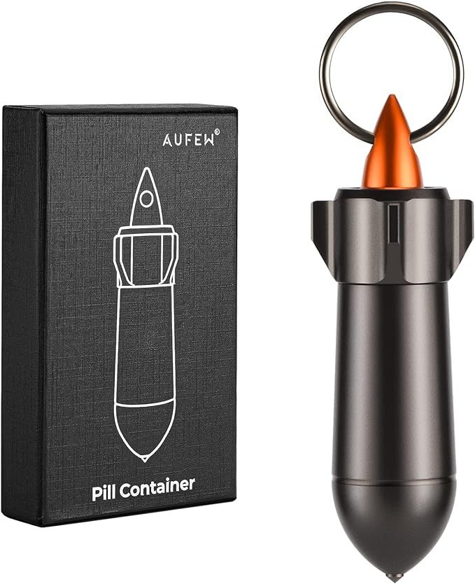 Amazon.com: Small Pill Case Waterproof Keychain Pill Box Portable Single Chamber Aluminum Alloy P... | Amazon (US)