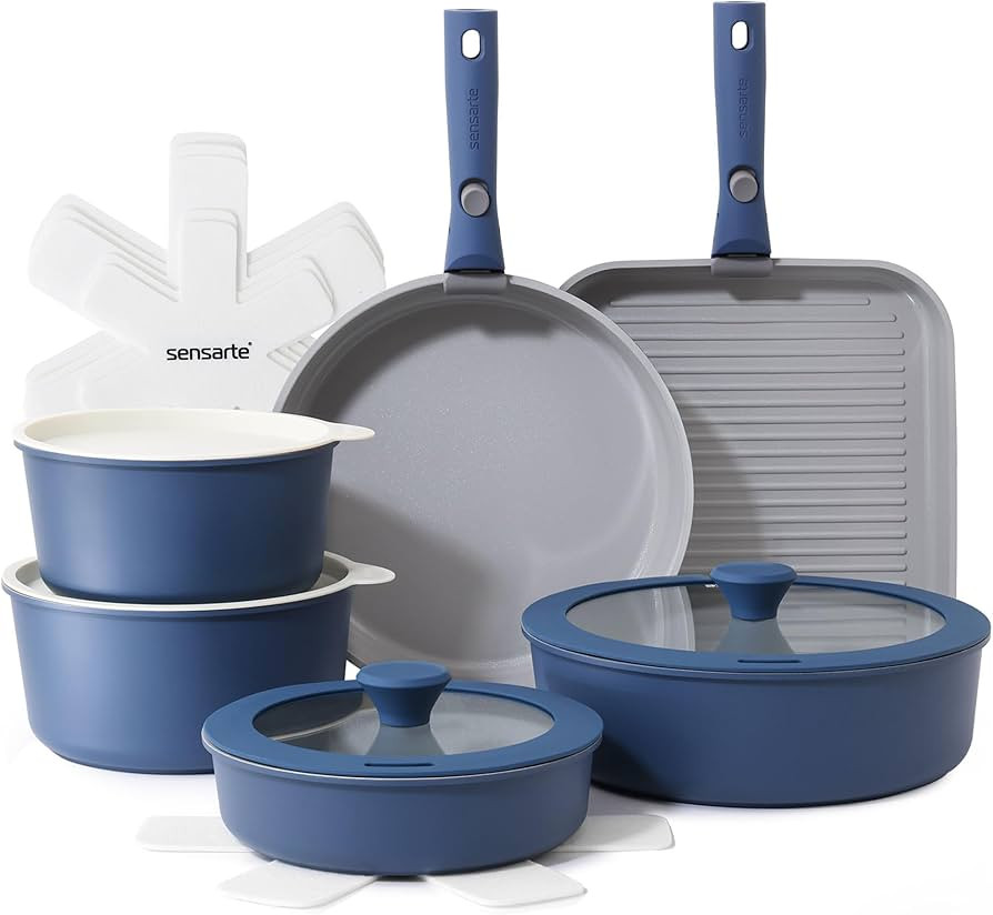 SENSARTE 17 Piece Ceramic Pots and Pans Set, Nonstick Detachable Handle Cookware, Induction Kitch... | Amazon (US)