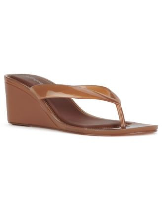 Jeffrey Campbell Women's Gigabyte Jelly Thong Wedge Sandals - Caramel | Macy's