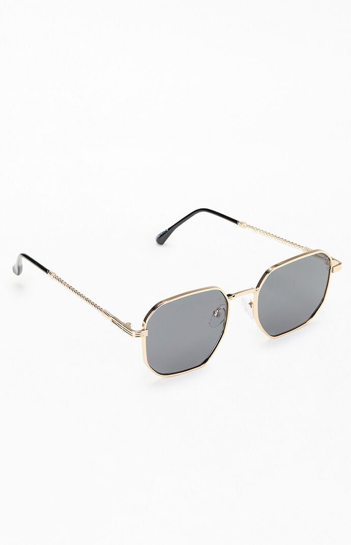 Gold Metal Rectangle Frame Sunglasses | PacSun
