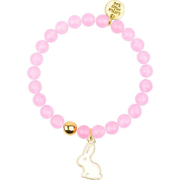 Pink Gemstone Bracelet with Bunny Enamel Charm | Maisonette