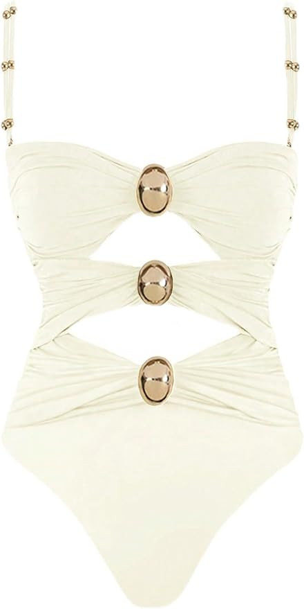 QJQ Women's One Piece Swimsuit Tummy Control Cut Out Color Block Adjustable Straps Slimming Bathi... | Amazon (US)