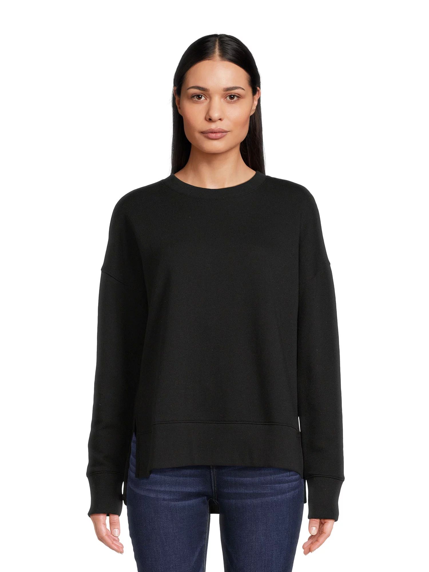 Time and Tru Women's High Low Pullover Sweatshirt, Sizes S-3XL | Walmart (US)