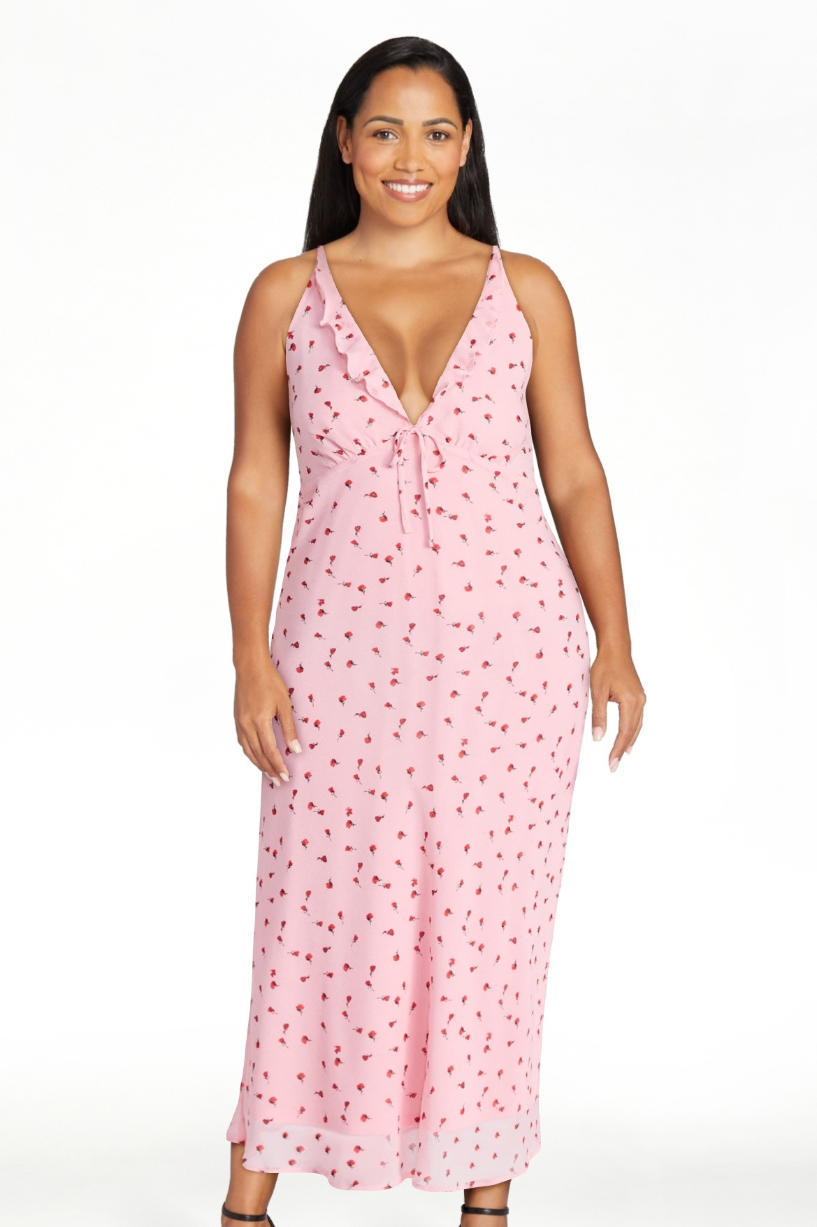 No Boundaries Sleeveless Ruffle Midi Dress, Women's XXS-XXL | Walmart (US)