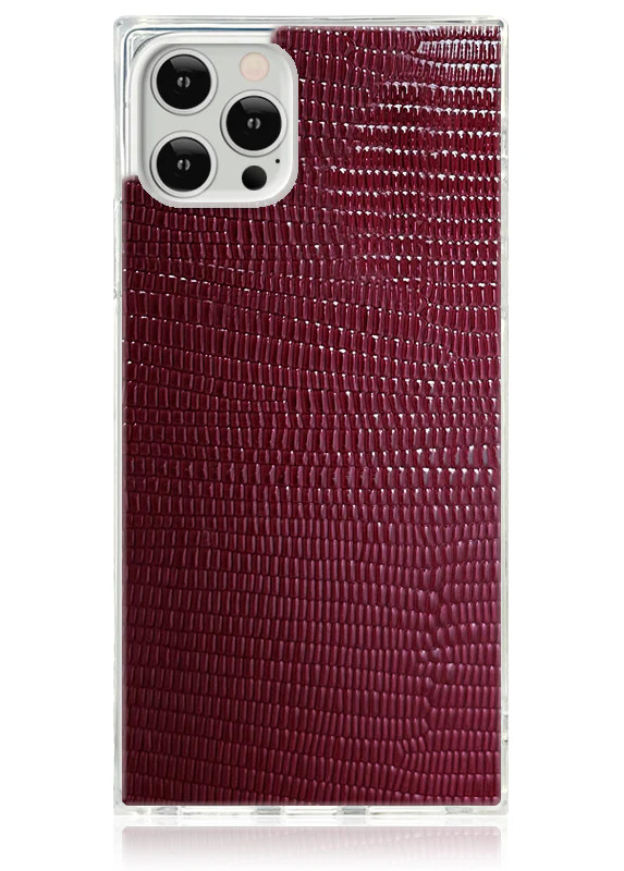 SQUARE® Burgundy Lizard Faux Leather iPhone Case | FLAUNT