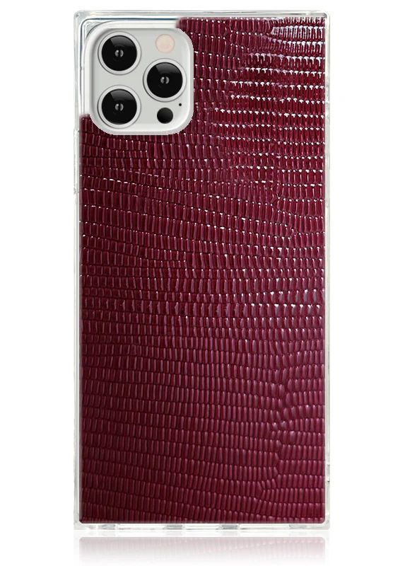 Burgundy Lizard Faux Leather SQUARE iPhone Case | FLAUNT