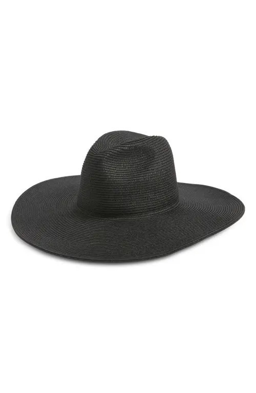 Nordstrom Packable Wide Brim Straw Panama Hat in Black at Nordstrom | Nordstrom