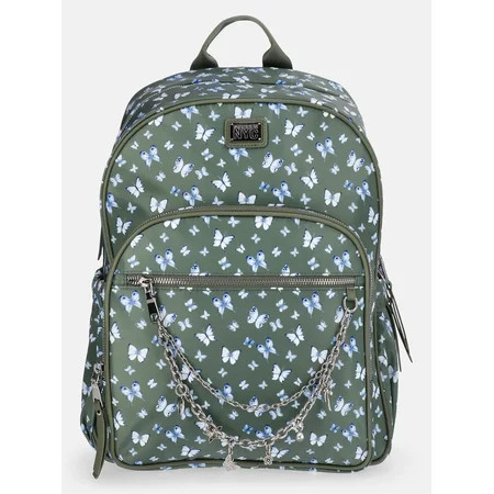 MNYC Women's Chain Pocket Dome Backpack Green Butterfly | Walmart (US)