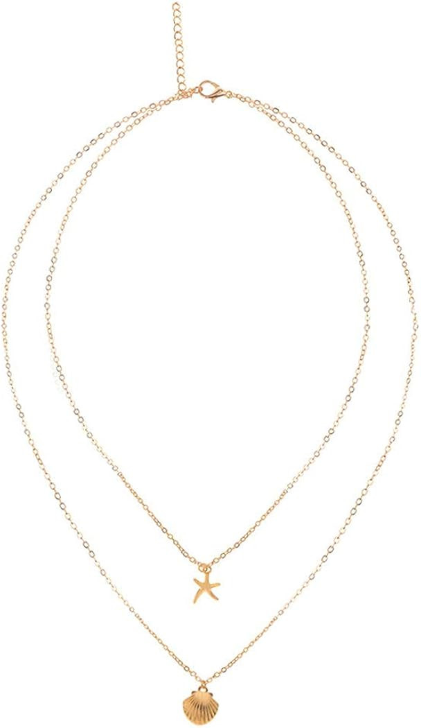 Yalice Layered Starfish Necklace Chain Boho Shell Necklaces Jewelry for Women and Girls | Amazon (US)