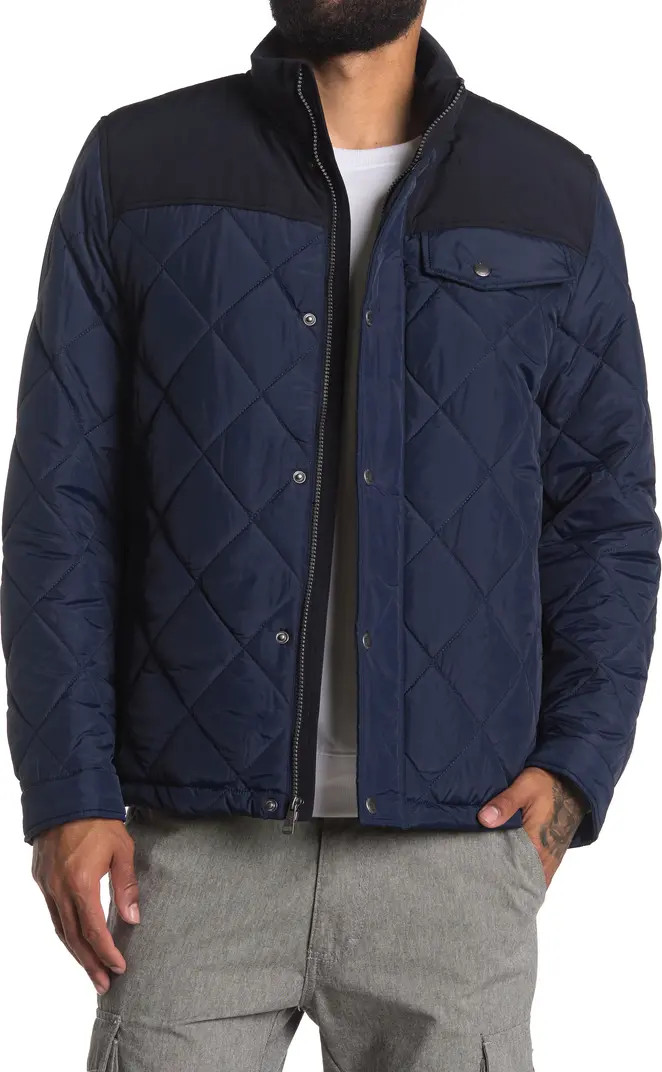 Cole Haan Signature COLE HAAN Mixed Media Faux Shearling Lined Diamond Quilted Jacket | Nordstrom... | Nordstrom Rack
