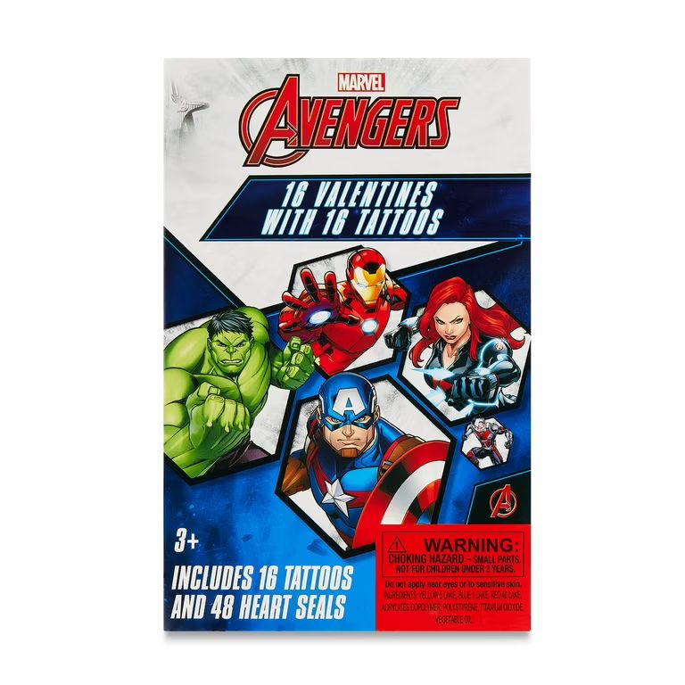 Marvel Avengers Valentine Exchange Cards with Tattoos, Greeting Card Sets, Paper, 16 Count | Walmart (US)