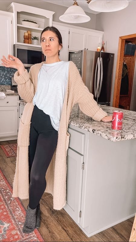 Free people tee, small
Duster oversized cardigan, xs
Amazon fashion leggings, small
Wool socks 
Kitchen rug, runner rug, area rugs
Target finds 
Bar stools 
Counter height 

#LTKstyletip #LTKhome #LTKFind