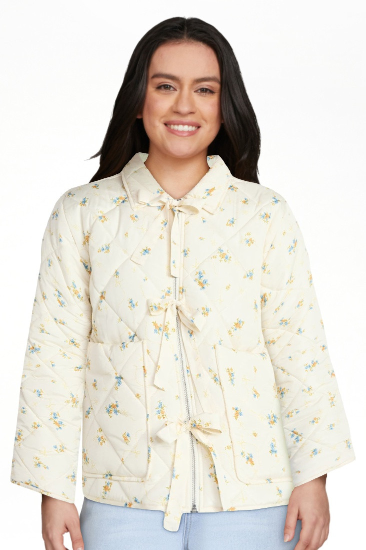 No Boundaries Quilted Bow Jacket, Women's XXS-XXL | Walmart (US)