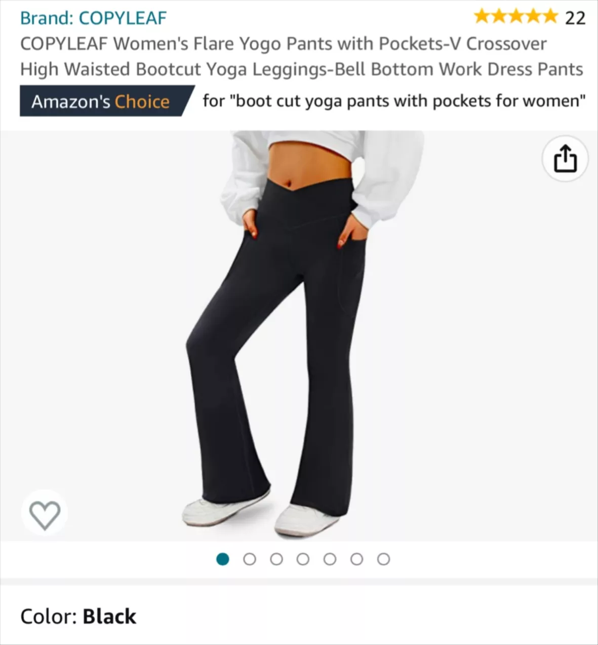 COPYLEAF Women's Flare Yoga Pants with Pockets-V Crossover