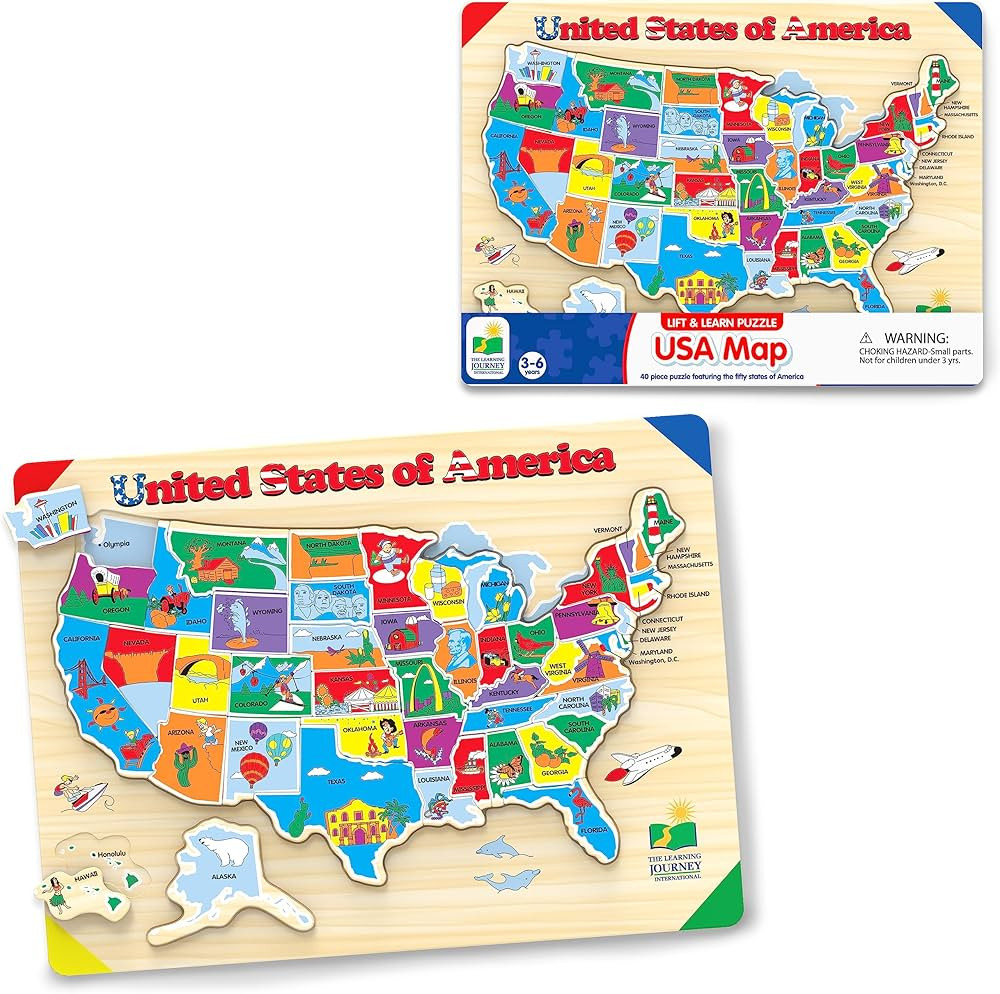 The Learning Journey Lift & Learn Puzzle - USA Map Puzzle for Kids - Preschool Toys & Gifts for B... | Amazon (US)