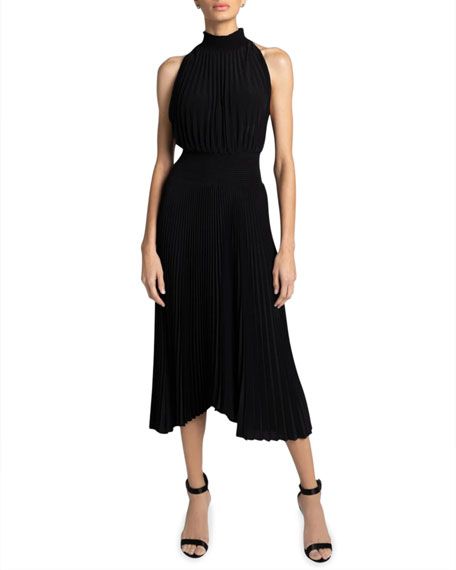A.L.C. Renzo Pleated Halter Dress | Neiman Marcus