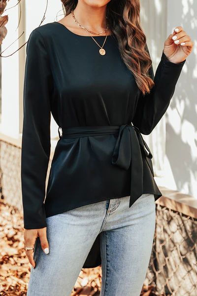 Mae Belted Peplum Blouse | Cupshe US