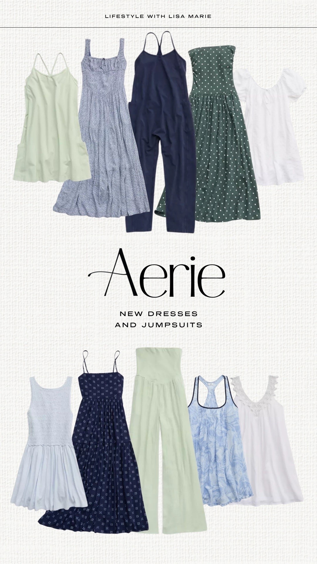 New Aerie dresses and jumpsuits for summer! Elevated casual outfits for events, parties, vacations, cruises, resort stays, pool, beach and boat. Mini and midi dresses for warm weather. Polka dot dresses. Green and blue summer outfit inspo. Pool cover-ups.

#LTKootd #LTKSeasonal #LTKPetite
