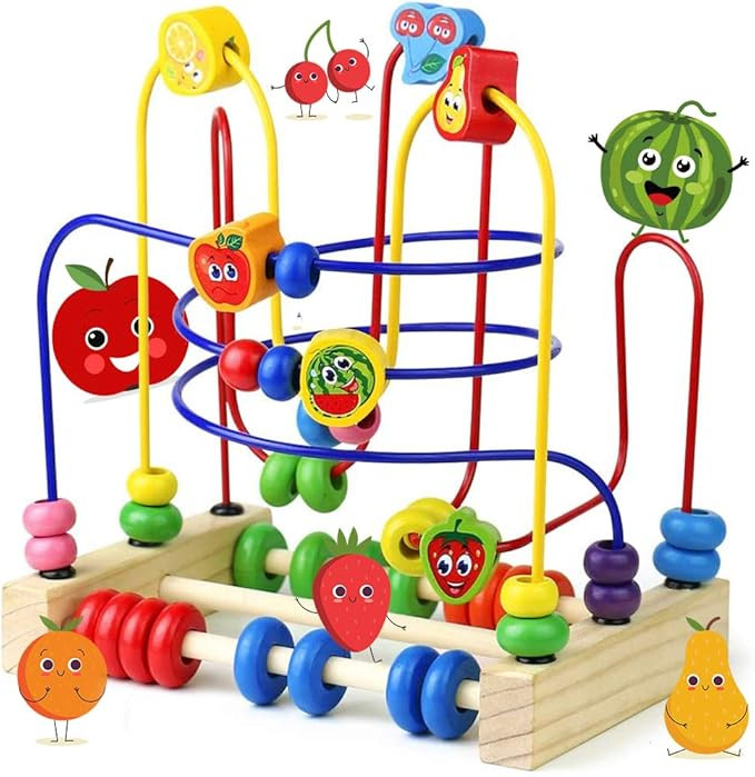 Montessori Toys for 1 Year Old 12-18 Months Baby Kids Wooden Bead Maze Activity Cube Developmenta... | Amazon (US)