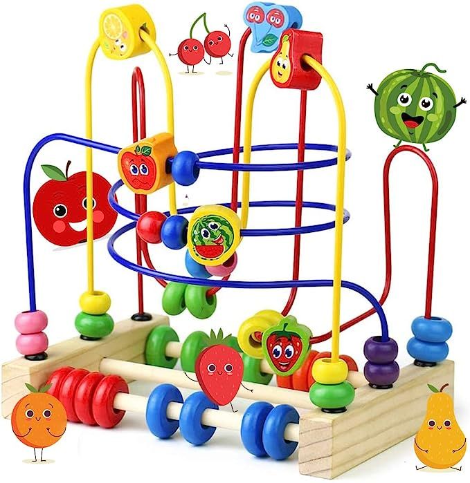 Montessori Toys for 1 Year Old 12-18 Months Baby Kids Wooden Bead Maze Activity Cube Developmenta... | Amazon (US)