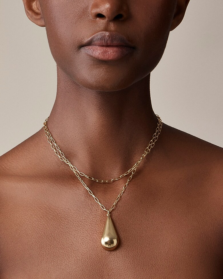 Long gold-tone teardrop necklace | J. Crew US