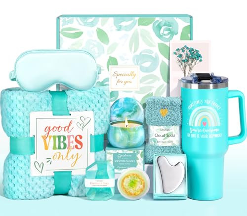 Birthday Gifts for Women, Unique Self Care Gifts Get Well Soon Basket, Christmas Relaxing Spa Gift Care Package w/ Flannel Blanket 40 oz Tumbler, Mothers Day Gifts for Mom Her Sister Friend | Amazon (US)
