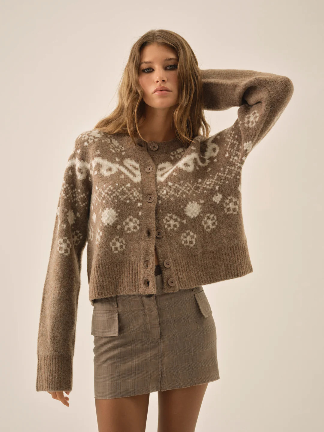 Arabella Intarsia Crewneck  Cardigan | For Love & Lemons