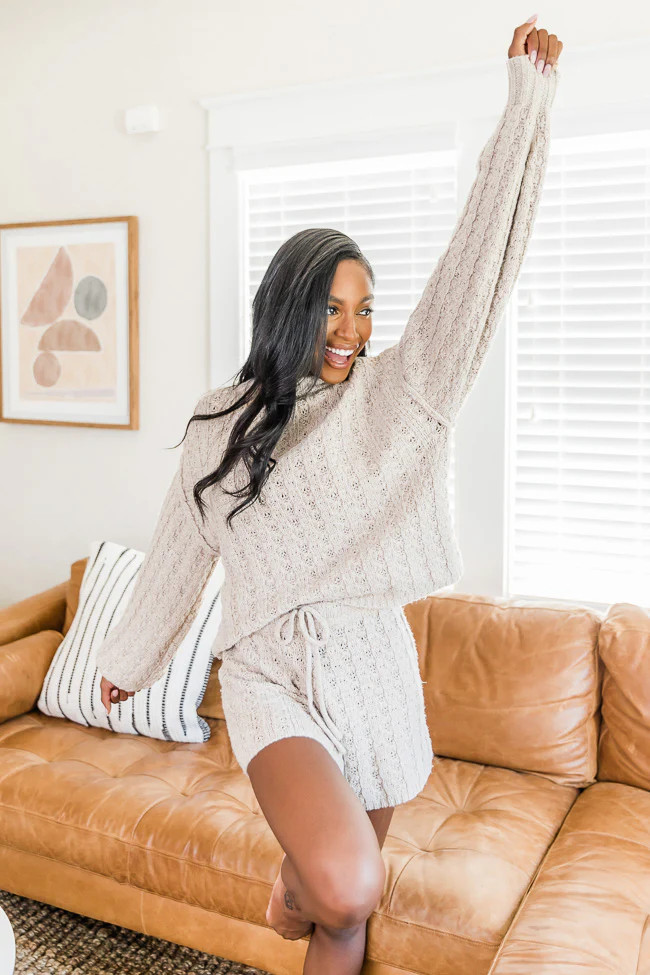 Guiding Paths Beige Cable Knit Sweater | The Pink Lily Boutique