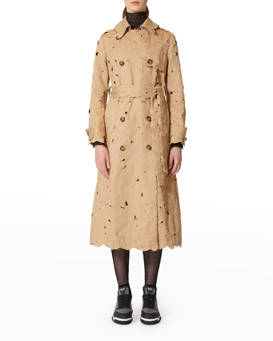 REDValentino Butterfly-Embroidered Trench Coat | Neiman Marcus