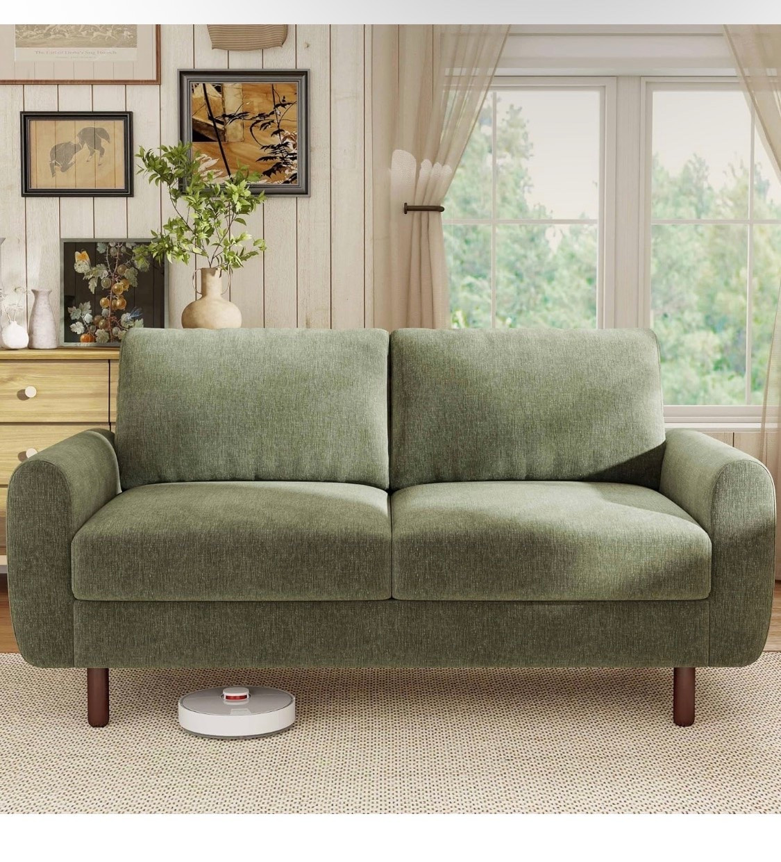 WorthFurni 68" Loveseat Sofa, Comfy Chenille Fabric Couches for Living Room with Spring Cushion and Solid Wood Frame, Modern Deep Seat Couch for Bedroom, Apartment, Office, Easy Assembly, Black