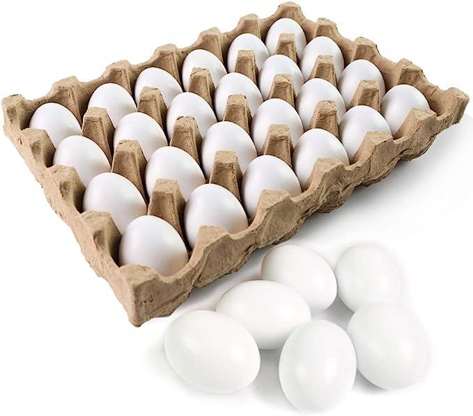 SallyFashion 24 PCS White Wooden Eggs Easter Eggs Fake Eggs for Children DIY Game, Kitchen Craft ... | Amazon (US)