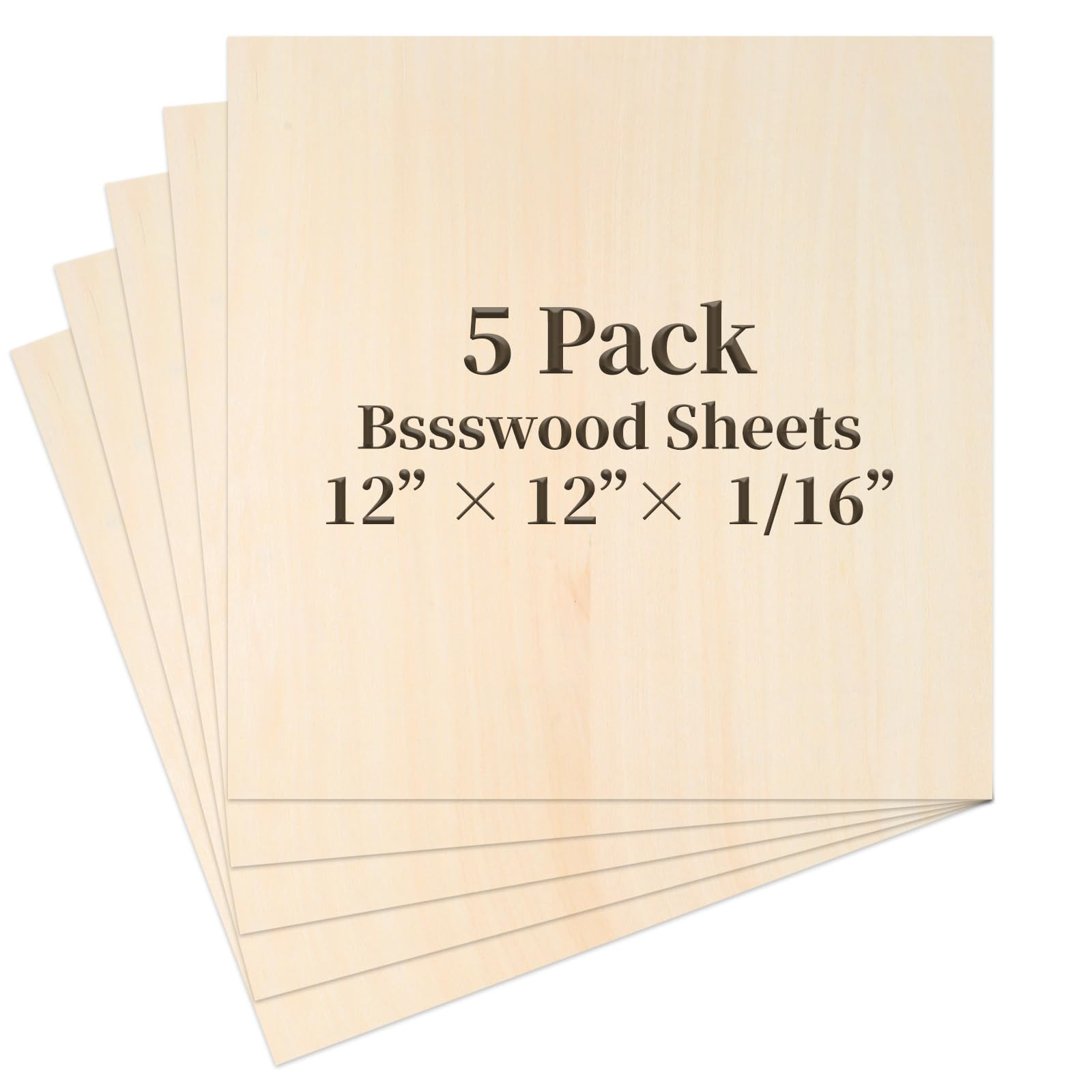 Balsa Wood Sheet, 5 Pack Plywood Sheets, Basswood Sheets 12X12X1/16 Inch, Unfinished Wood Boards ... | Amazon (US)