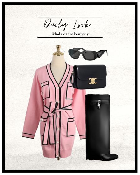 Pink contrast cardigan dress, contrast jumper dress, pink outfit idea, spring summer outfit idea, knee high wedge boots, ego boots  



#LTKunder50 #LTKeurope #LTKsalealert