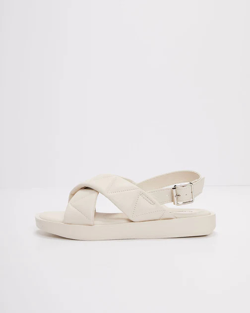 Quincy Quilted Ankle Strap Sandal - Off White | VICI