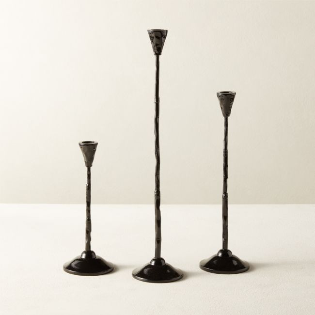Rho Black Taper Candle Holder Set of 3 | CB2
