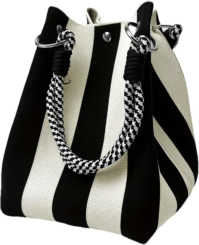 Knit Bucket Bag Small Beach Tote Handbag for Women Wrist Tote Purse | Magnetic Closure, Detachabl... | Amazon (US)