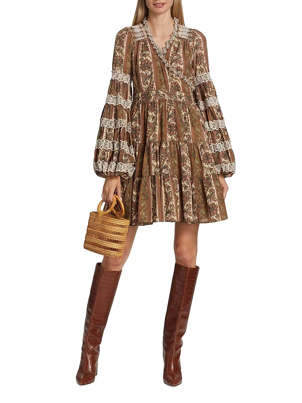 Broderie Cotton Slub Wrap Dress | Saks Fifth Avenue