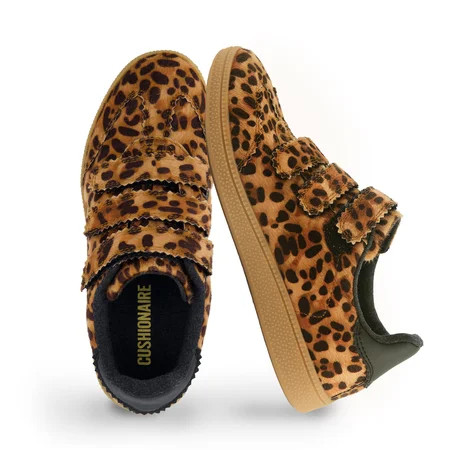 Cushionaire Bastion Vegan Hair Calf Leopard Print Casual Hook and Loop Closure Womens Sneakers – Lightweight Comfort with Non-Slip Rubber Sole | Walmart (US)