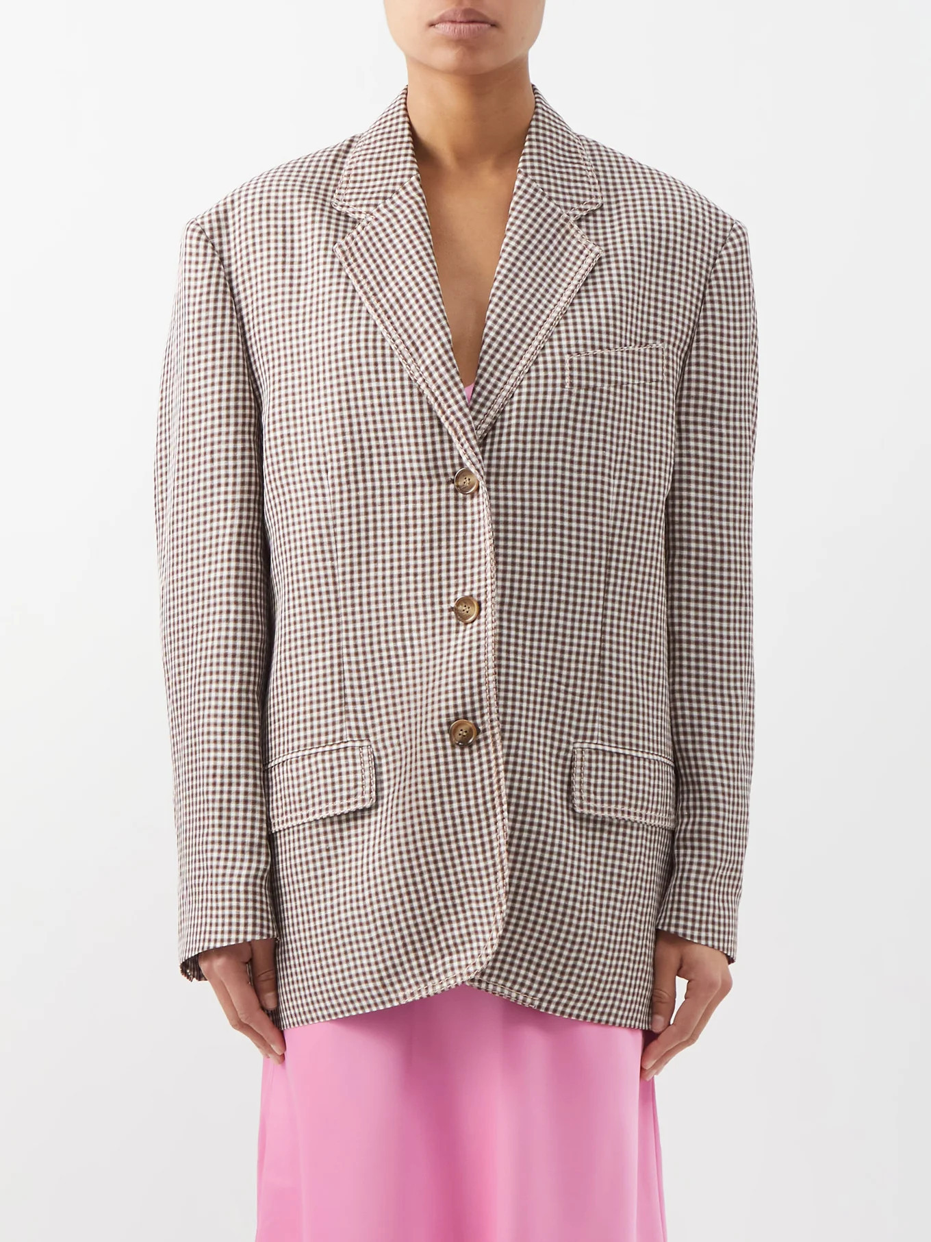 Acne StudiosJuylie gingham-check linen-blend suit jacket | Matches (US)