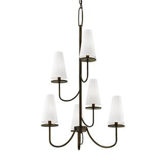 Troy Lighting Marcel 6-Light Pompeii Bronze 28 in. D Chandelier with Off-White Hardback Cotton Sh... | The Home Depot