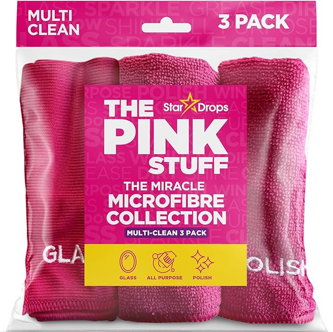 Stardrops – The Pink Stuff – Miracle Microfibre Cloth Collection 3 Pack | Amazon (US)