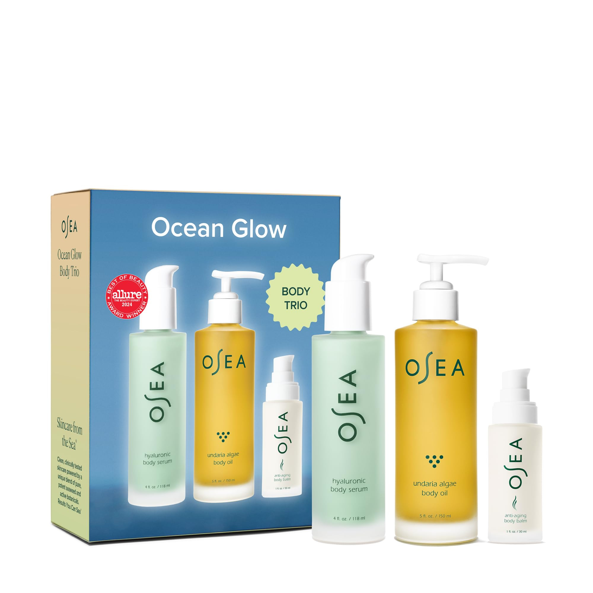 OSEA Ocean Glow Body Trio – 3-Piece Set with Hyaluronic Body Serum, Undaria Algae™ Body Oil &... | Amazon (US)